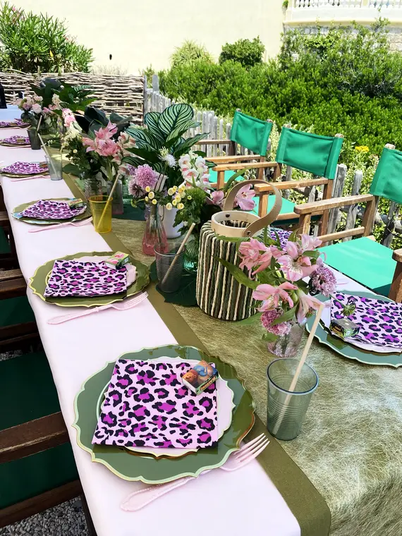 Table jungle — verts profonds & imprimés